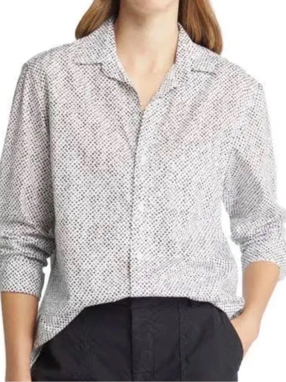 Frank & Eileen White Shirt with Black Heart Print